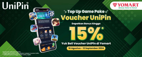 Beli Voucher UniPin di Yomart – Top Up Game Pake Voucher UniPin dan Dapatkan Bonus hingga 15%